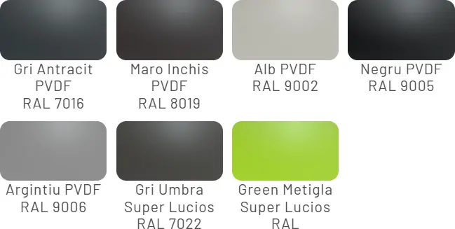 Culori disponibile Metigla Saga - finisaj PVDF / Super lucios