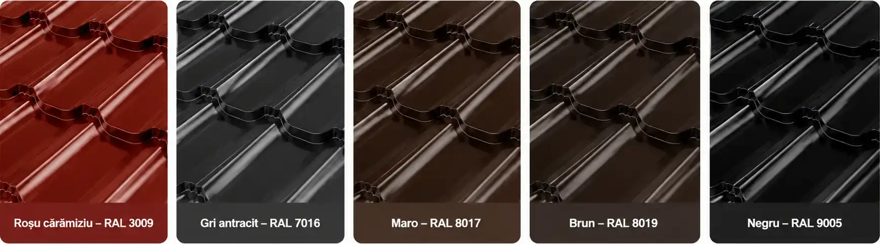 Culori disponibile pentru țiglă metalică RoofArt Arctica