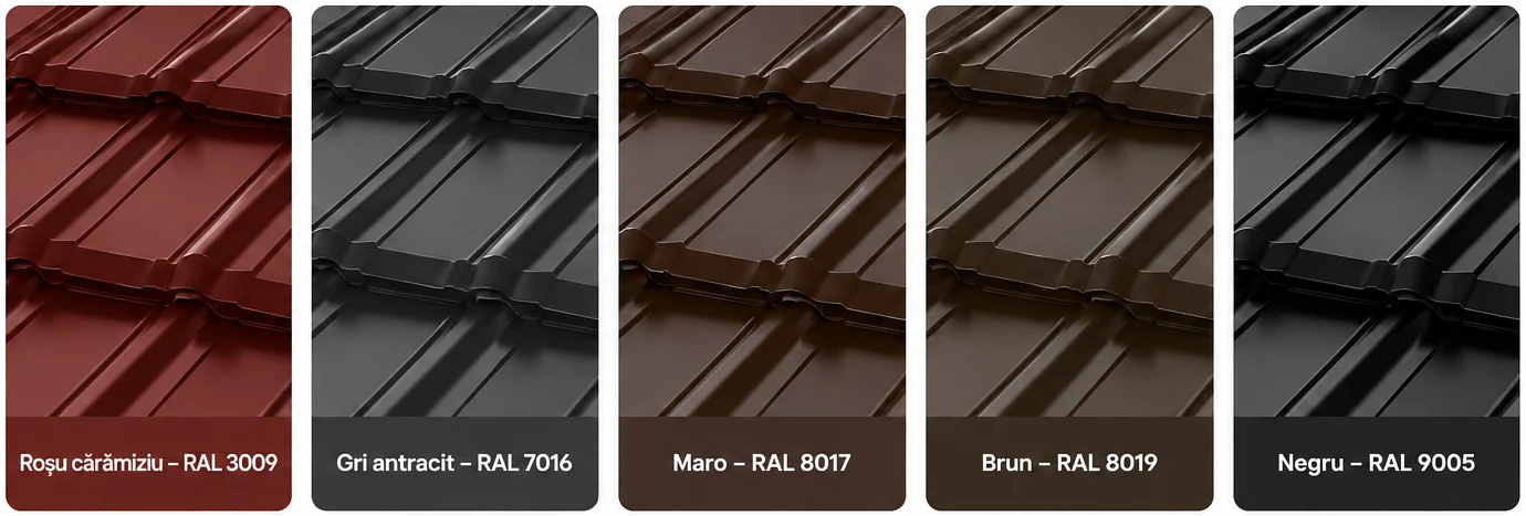 Culori disponibile pentru țiglă metalică RoofArt Nordica